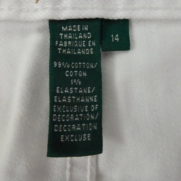 Ralph Lauren Ankle Zipper Jeans Women's Size 14 White Stretch Denim NEW - Picture 10 of 11